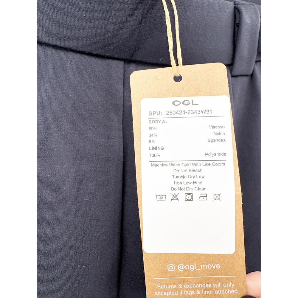OGL Pants Size S NEW Navy Blue Pockets Adjustable Belt - Picture 5 of 8